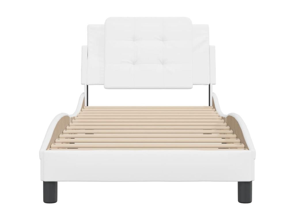 Struttura letto in similpelle bianca, 90 x 200 cm