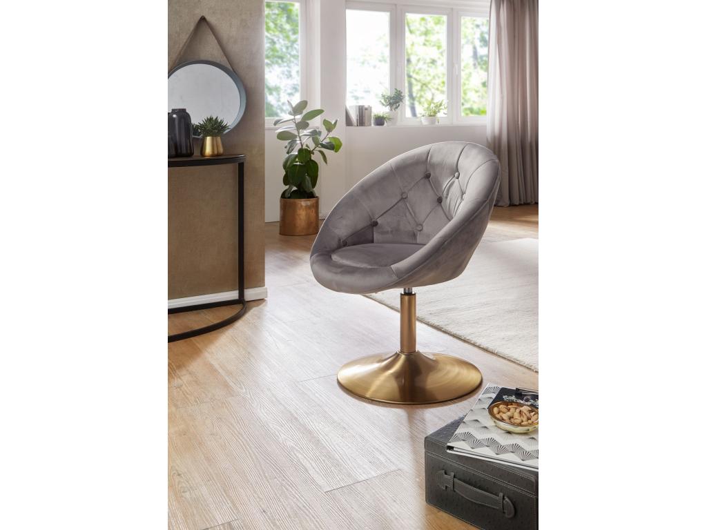 Poltrona girevole in velluto grigio
