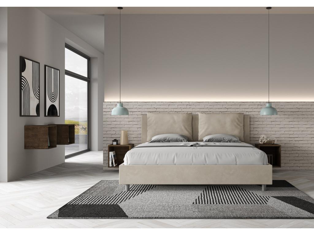 Base per letto imbottita beige