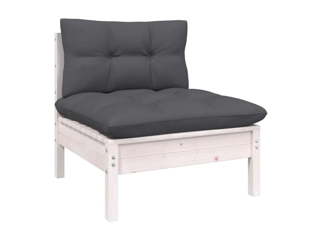 Set di mobili da esterno bianchi da 8 pezzi con cuscini