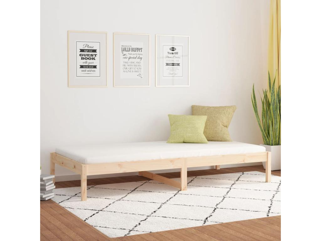 Letto in legno massello di pino marrone, 90 x 200 cm