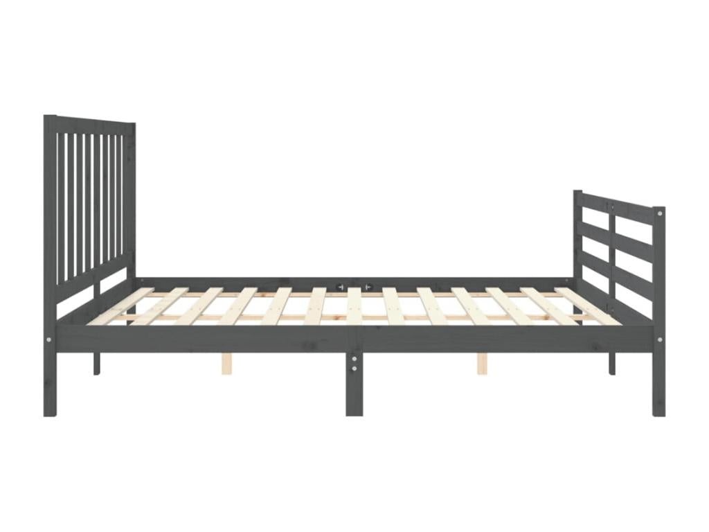 Struttura letto in legno massello grigio con testiera