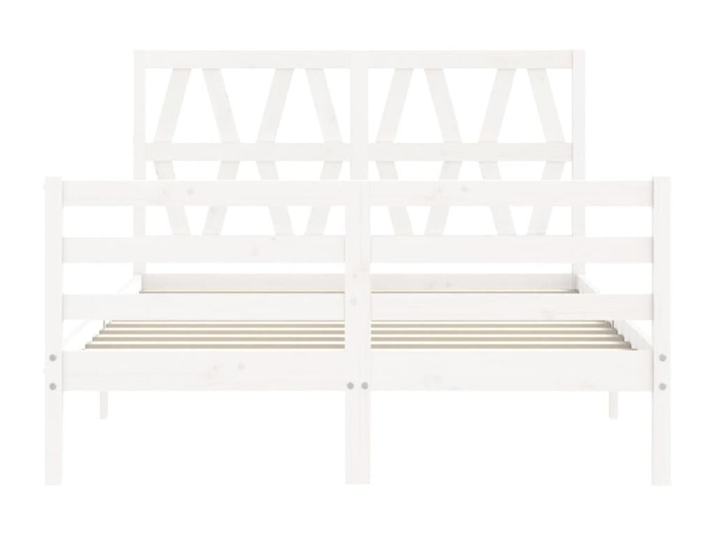 Struttura letto in legno massello bianco con testiera, 140 x 200 cm