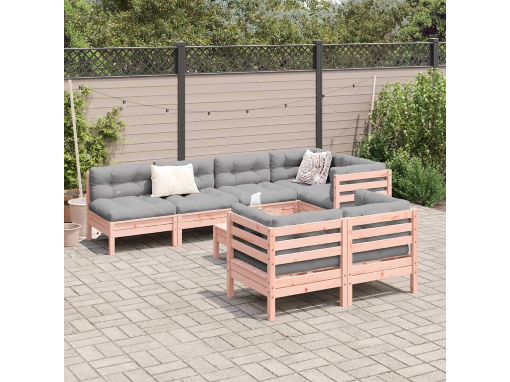 Set di mobili da esterno marroni da 8 pezzi con cuscini