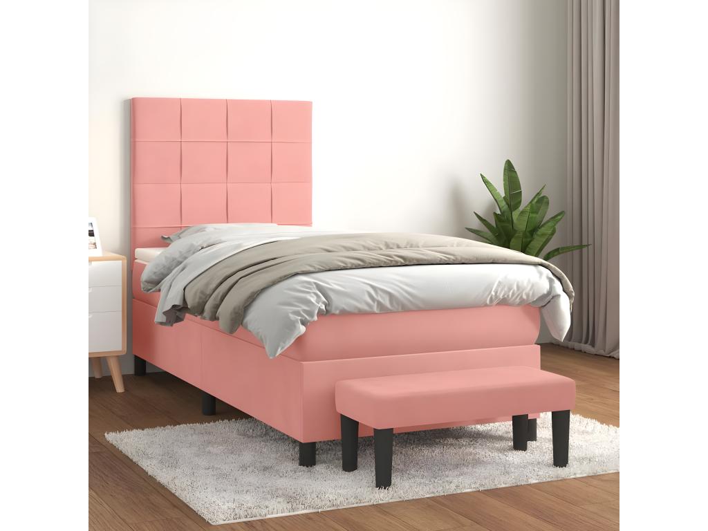 Base per letto in velluto rosa, 90 x 190 cm