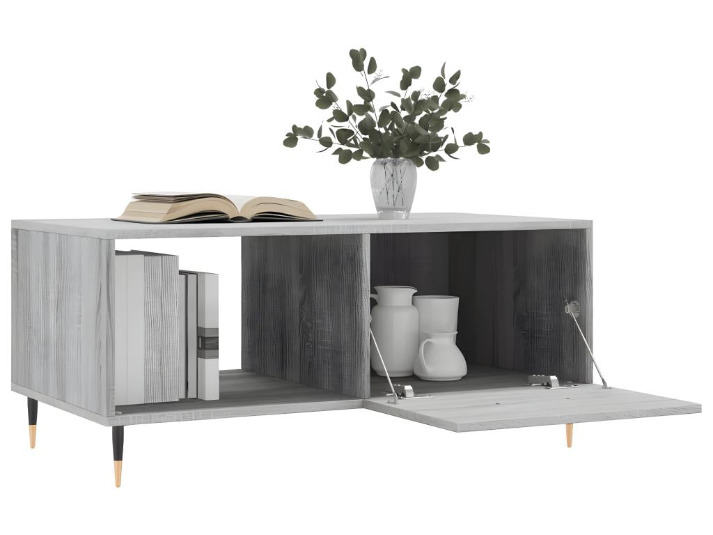 Tavolino da caffè in legno ingegnerizzato grigio, 90 x 50 x 40 cm