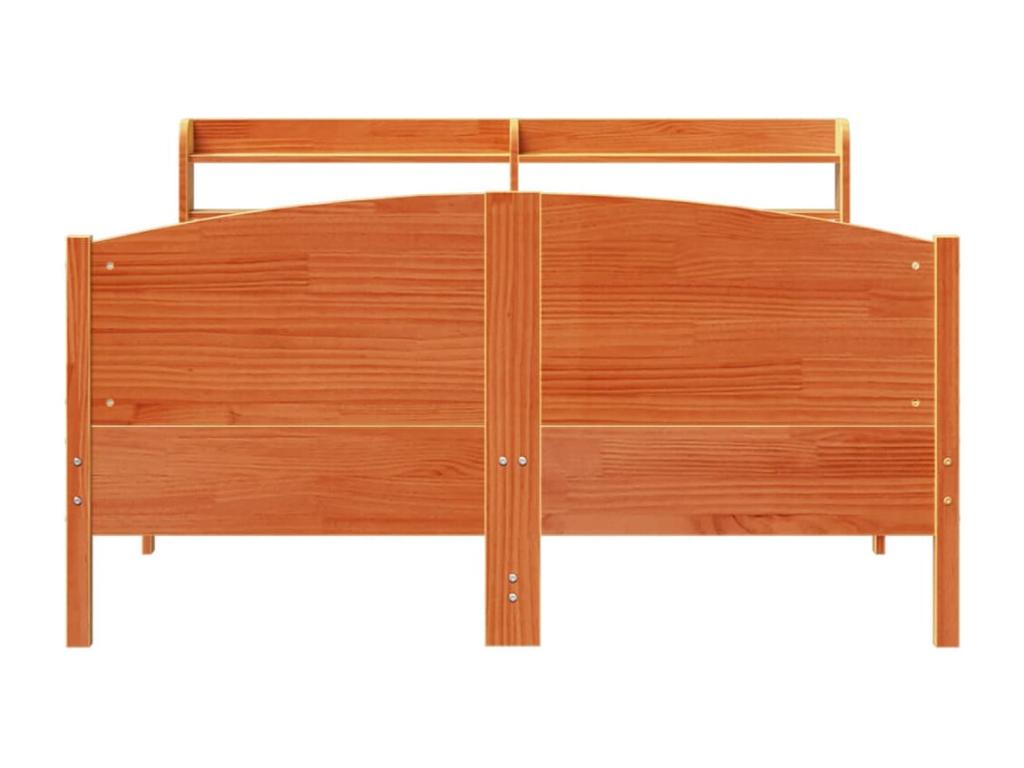 Struttura letto in legno massello di pino marrone, 135 x 190 cm