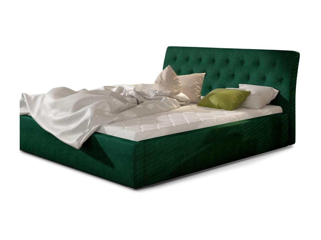 Letto in velluto blu trapuntato