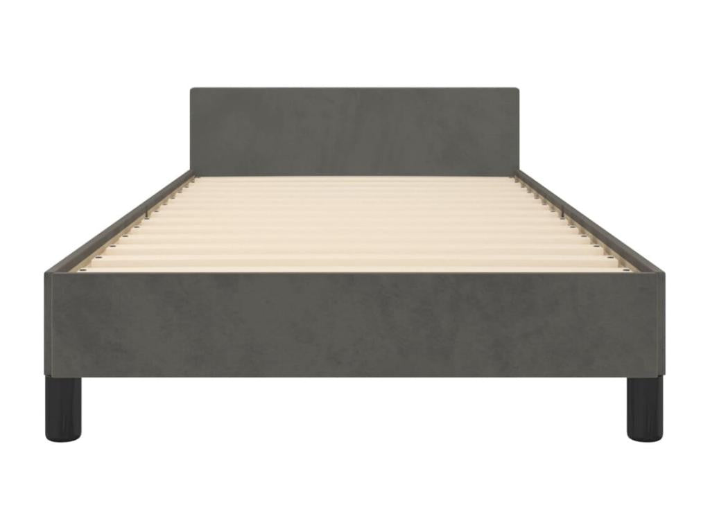 Struttura letto in velluto grigio con testiera, 80 x 200 cm