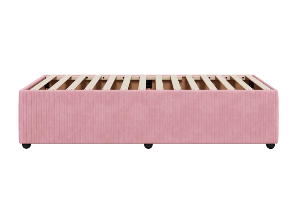 Struttura letto in velluto rosa, 90 x 190 cm