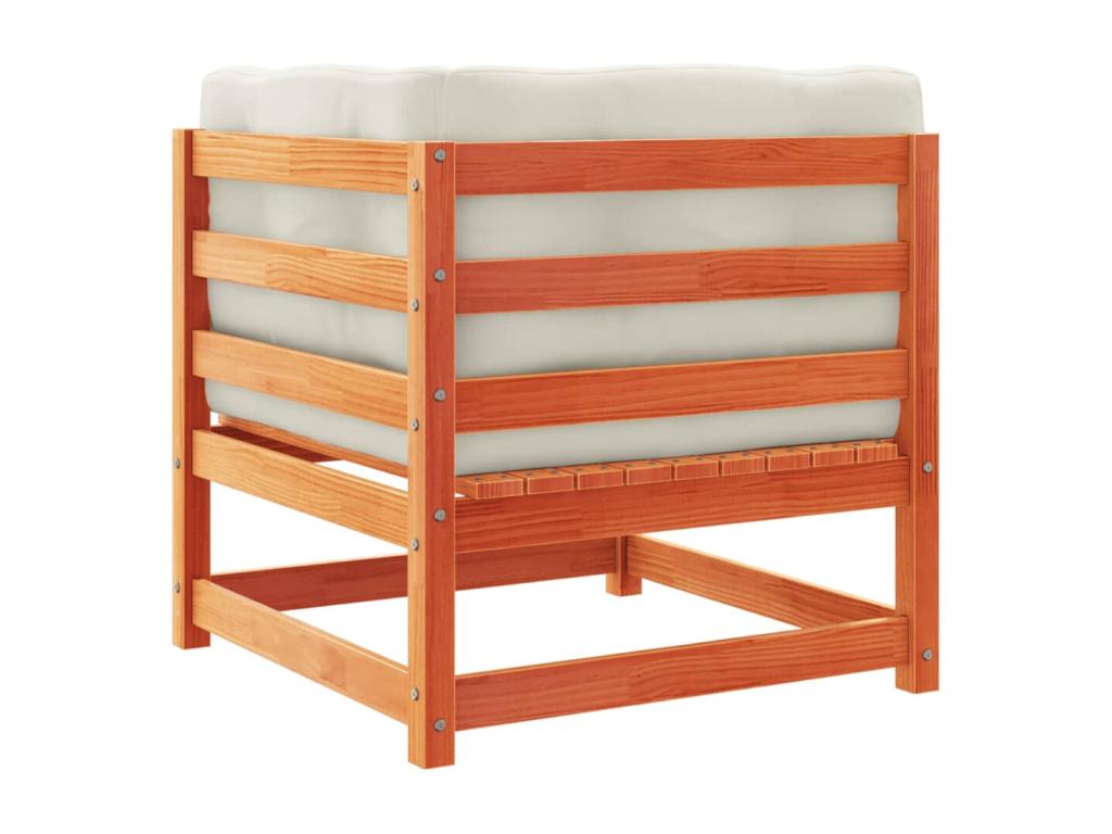 Set di mobili da esterno in legno massello di pino marrone da 6 pezzi con cuscini