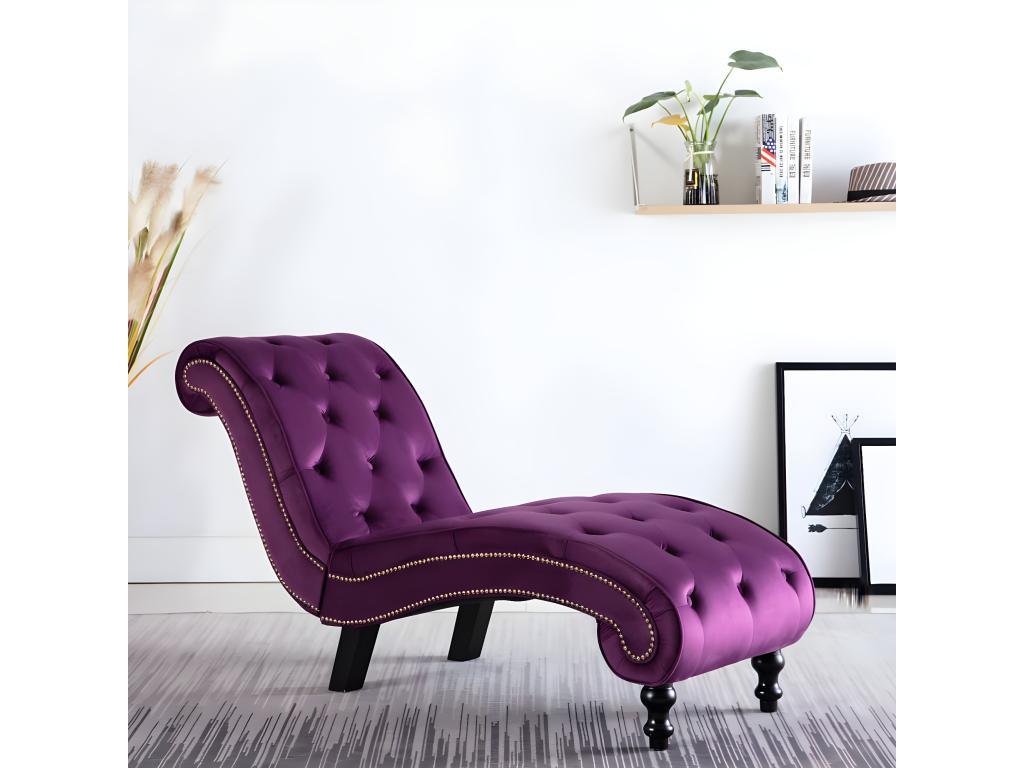 Chaise longue in velluto viola