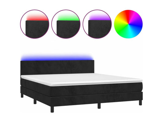 Base per letto LED in velluto nero, 180 x 200 cm