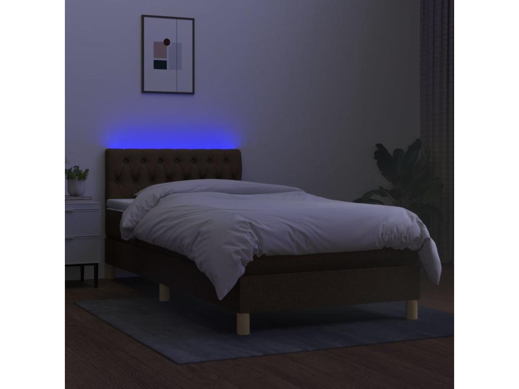 Base per letto in tessuto marrone a LED, 100 x 200 cm