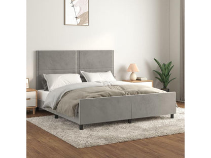 Struttura letto in velluto grigio con testiera, 160 x 200 cm