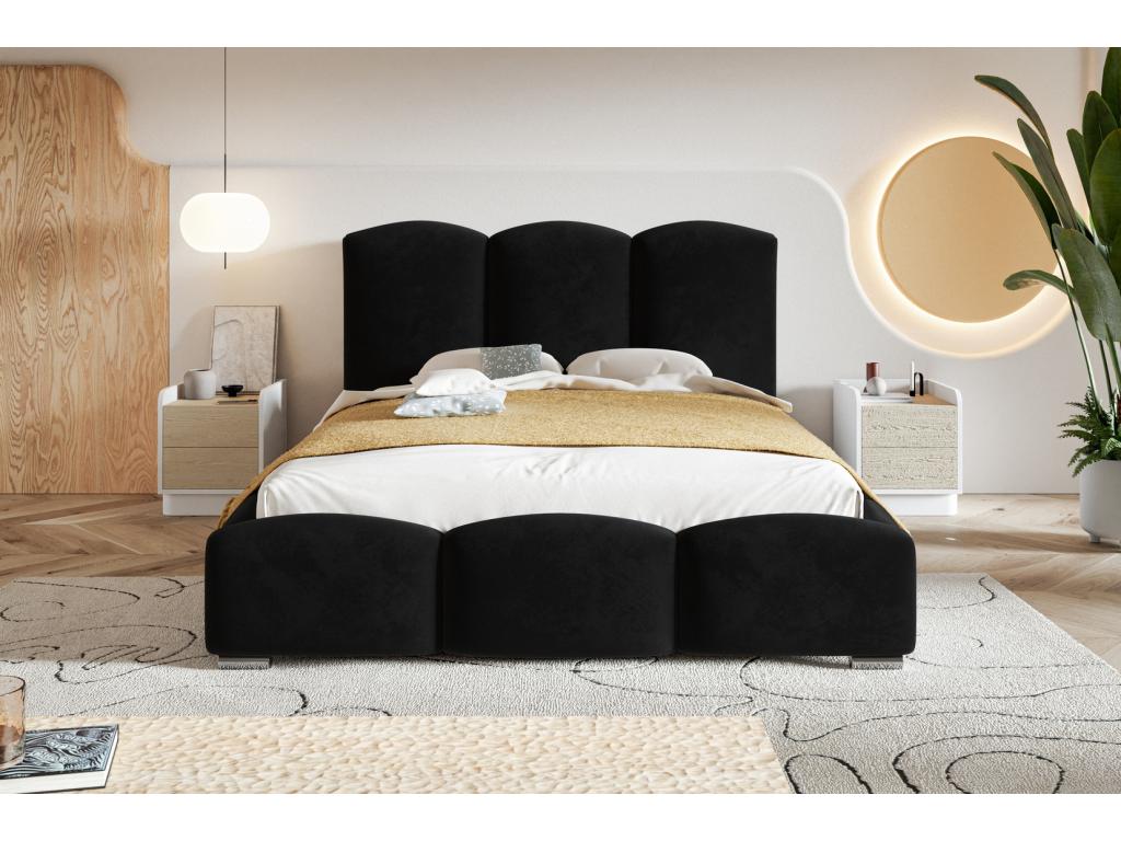 Testiera imbottita nera, 160 x 200 cm