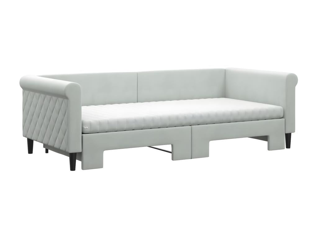 Letto in velluto grigio, 90 x 200 cm