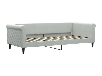 Letto in velluto grigio, 90 x 200 cm