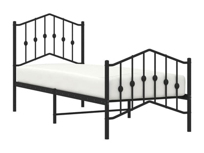 Struttura letto in metallo nero con testiera, 75 x 190 cm