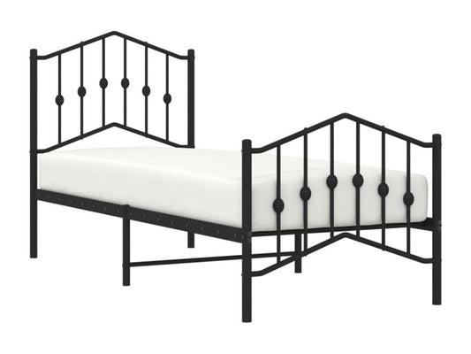 Struttura letto in metallo nero con testiera, 75 x 190 cm