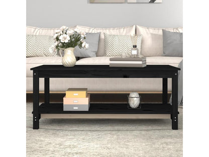 Tavolino da caffè in legno massello nero, 110 x 55 x 45 cm