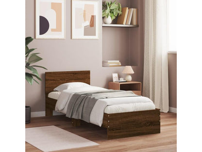 Struttura letto marrone con testiera, 75 x 190 cm