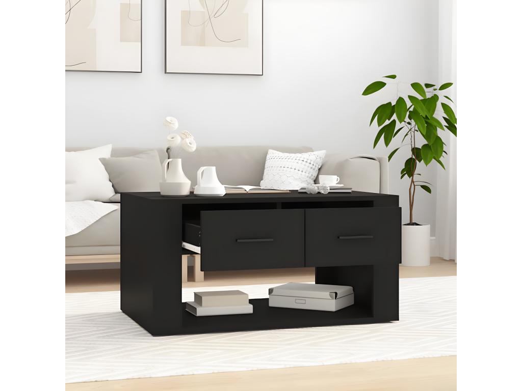 Tavolino da caffè in legno ingegnerizzato nero, 80 x 50 x 40 cm