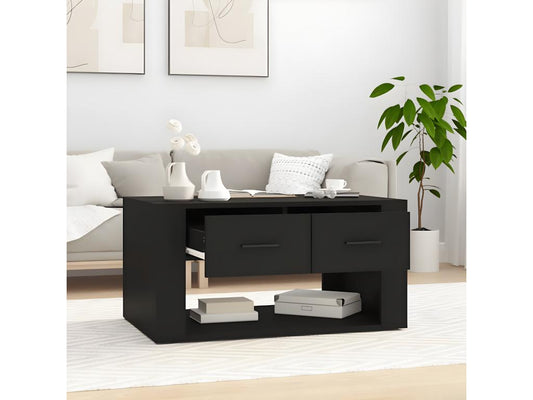 Tavolino da caffè in legno ingegnerizzato nero, 80 x 50 x 40 cm