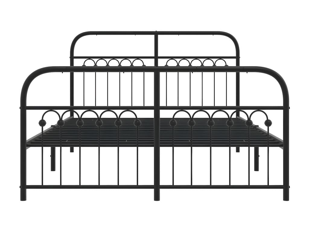 Struttura letto in metallo nero con testiera, 137 x 190 cm