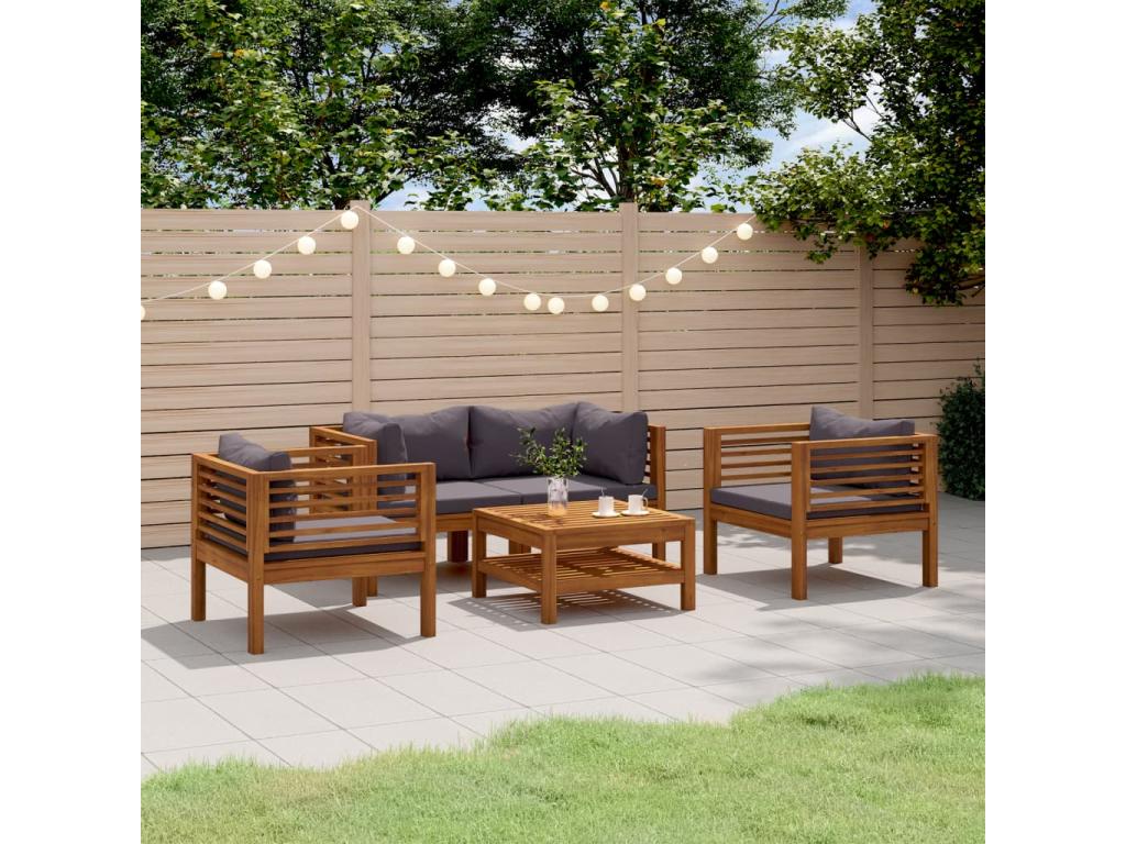 Set di mobili da esterno grigi da 5 pezzi