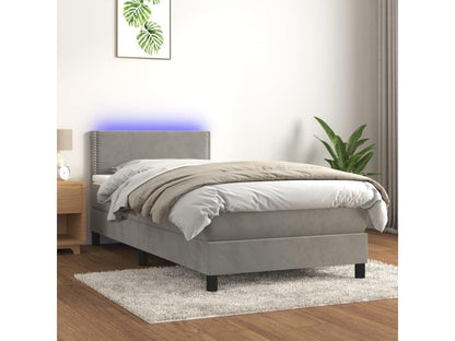 Base per letto in velluto grigio a LED, 100 x 200 cm