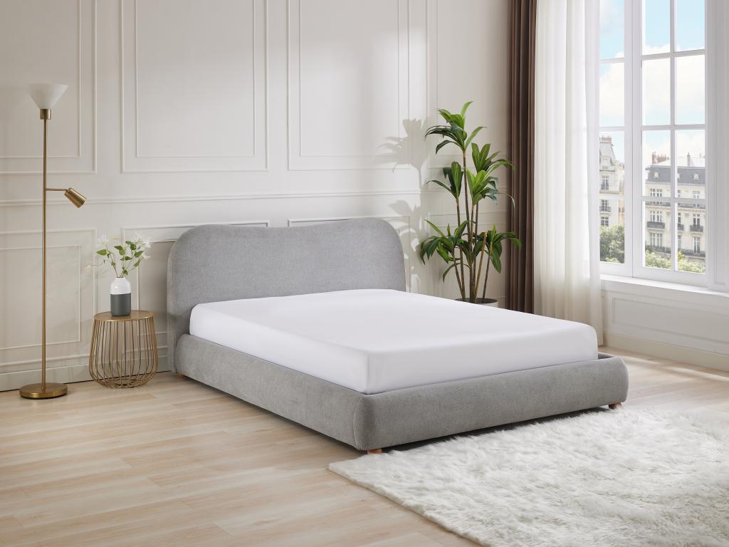 Letto in tessuto grigio chiaro, 160 x 200 cm