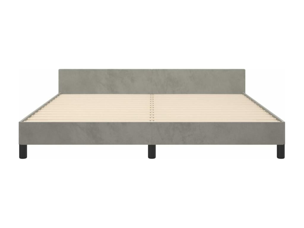Struttura letto in velluto grigio con testiera, 160 x 200 cm