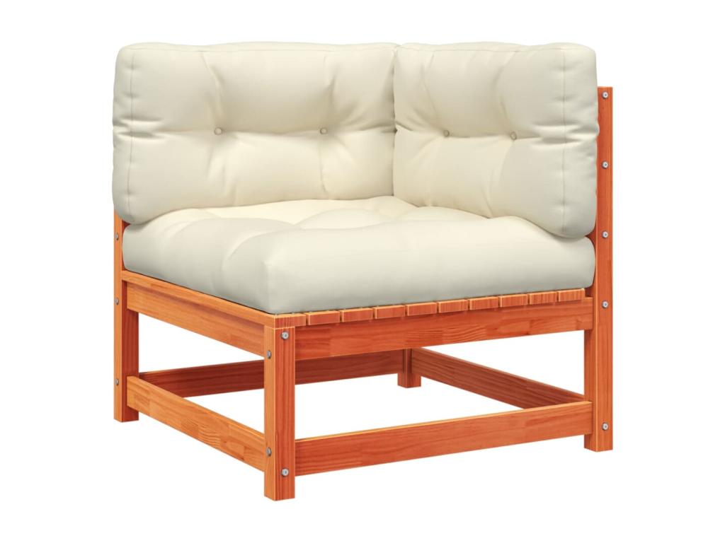 Set di mobili da esterno in legno massello di pino marrone da 6 pezzi con cuscini