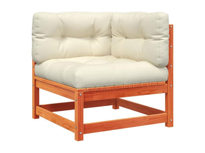 Set di mobili da esterno in legno massello di pino marrone da 6 pezzi con cuscini