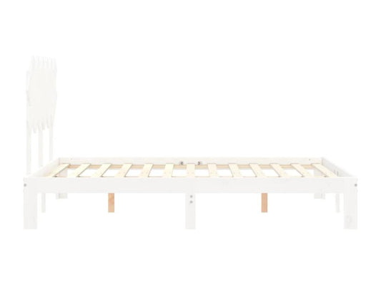 Struttura letto in legno massello bianco con testiera, 120 x 200 cm