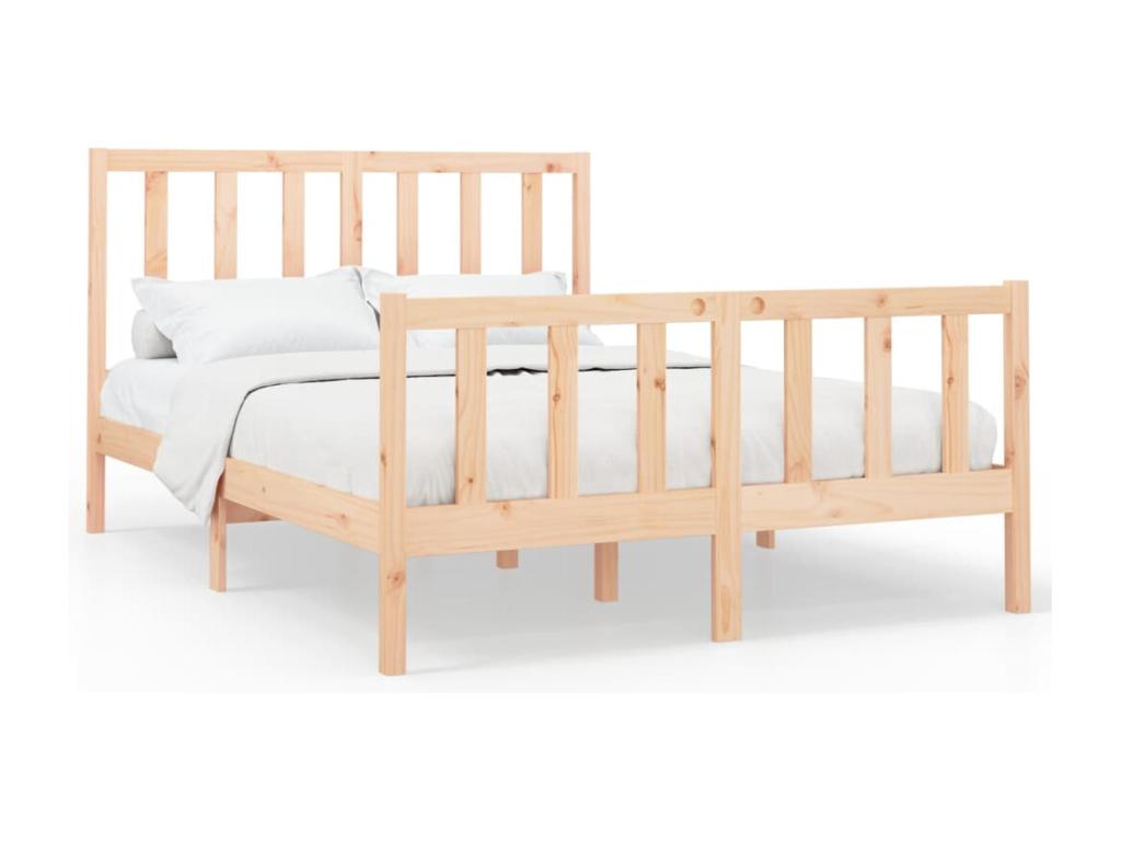 Struttura letto in legno massello di pino marrone, 140 x 190 cm