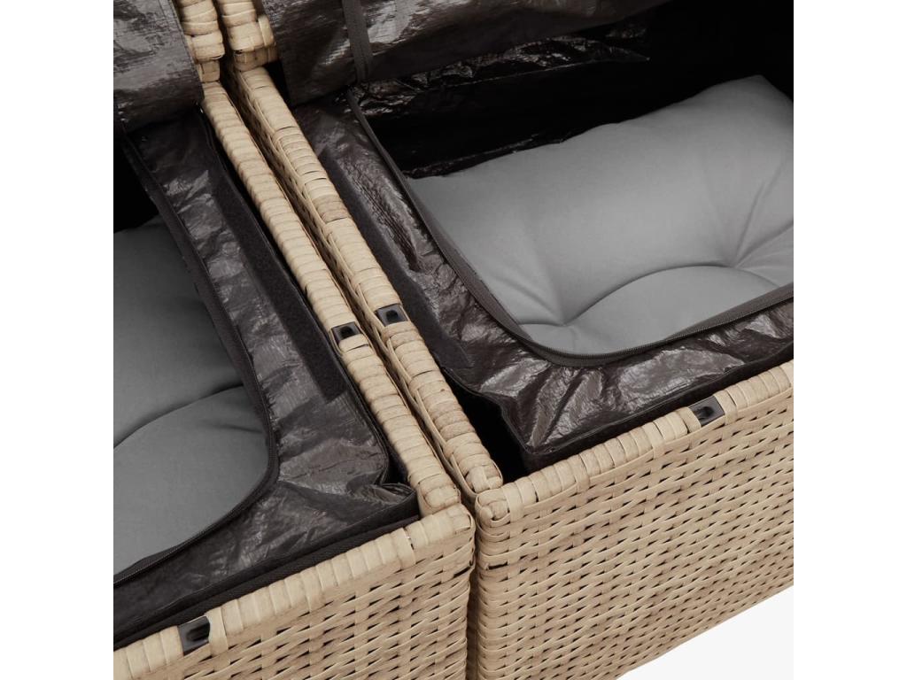 Set di mobili da esterno in resina intrecciata beige da 6 pezzi con cuscini