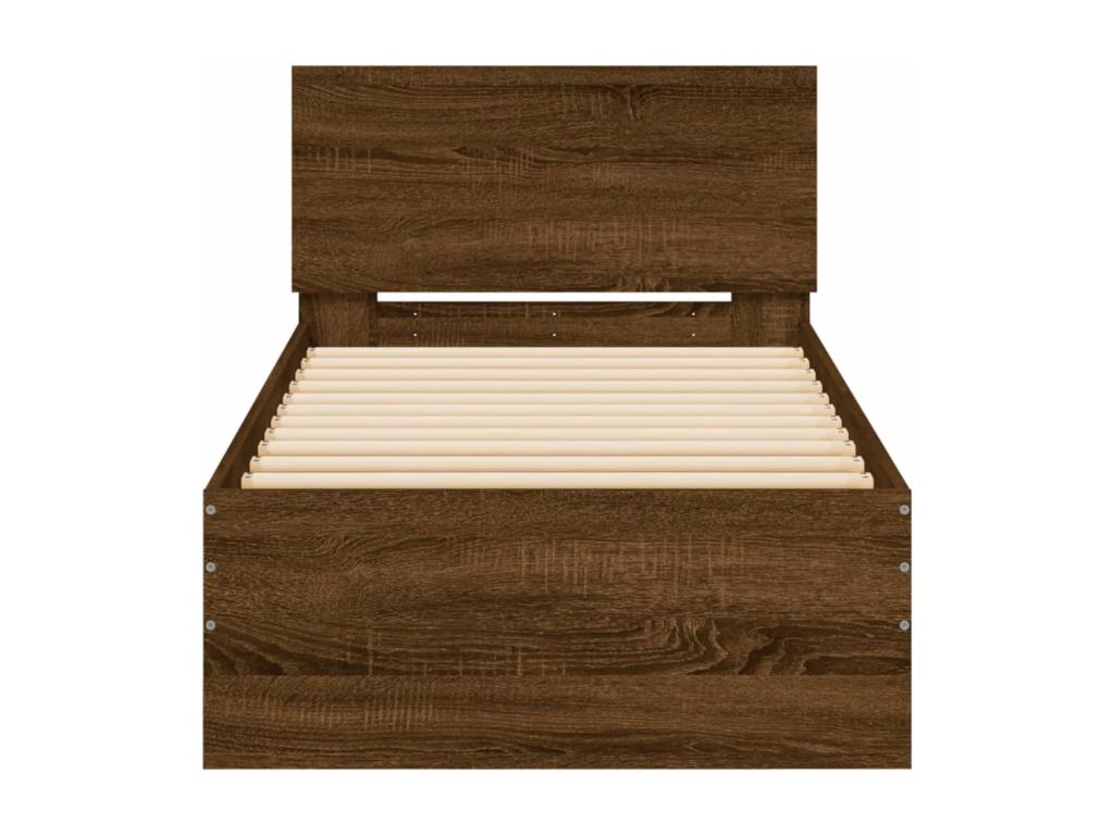 Struttura letto marrone con testiera, 75 x 190 cm