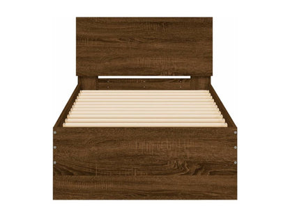 Struttura letto marrone con testiera, 75 x 190 cm