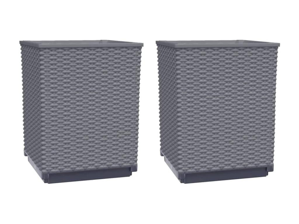 Set di 2 fioriere in polipropilene grigio, 30 x 30 x 37 cm