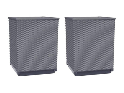 Set di 2 fioriere in polipropilene grigio, 30 x 30 x 37 cm