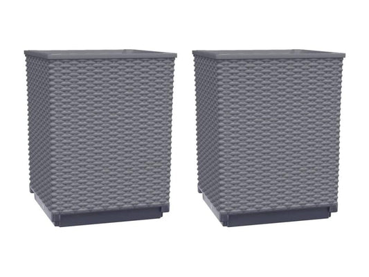 Set di 2 fioriere in polipropilene grigio, 30 x 30 x 37 cm