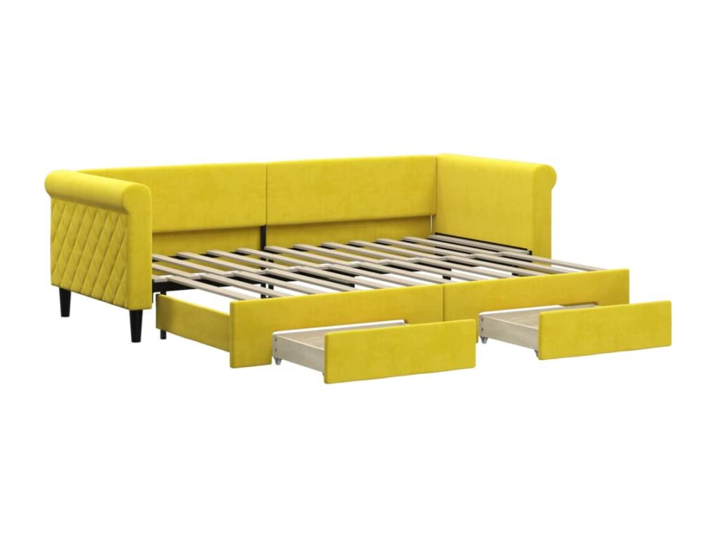 Letto in velluto giallo, 80 x 200 cm