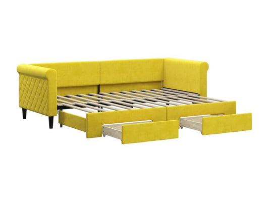 Letto in velluto giallo, 80 x 200 cm