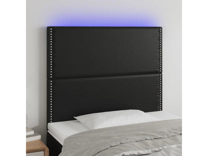 Testiera LED in similpelle nera, 90 x 5 x 118/128 cm