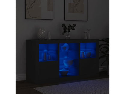 Credenza LED nera, 123 x 37 x 67 cm