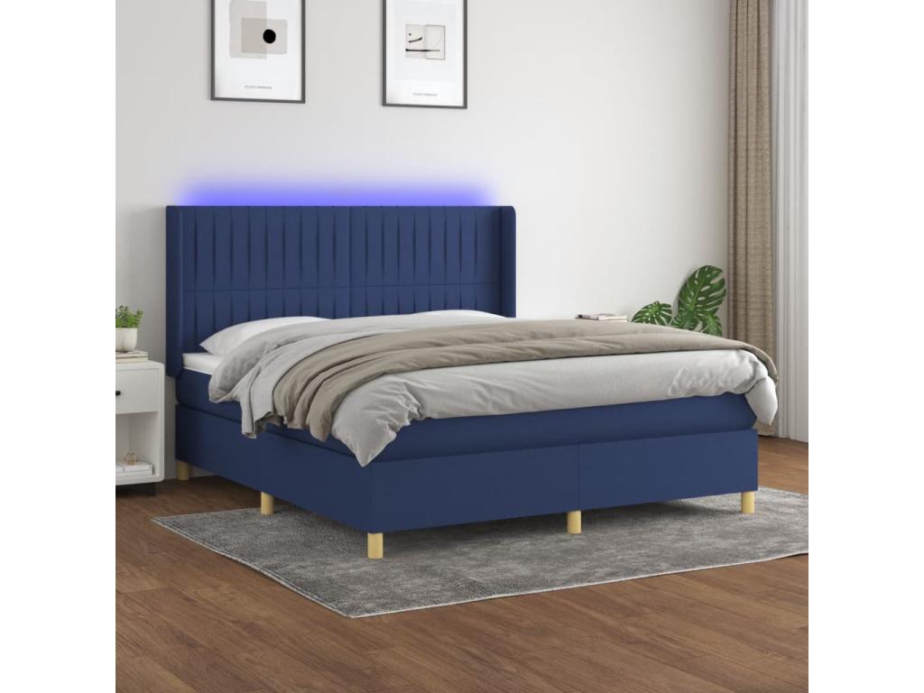 Base per letto in tessuto blu a LED, 180 x 200 cm