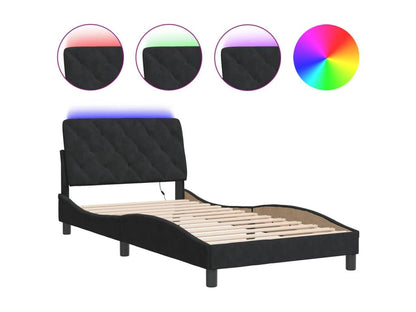 Struttura del letto in velluto nero a LED