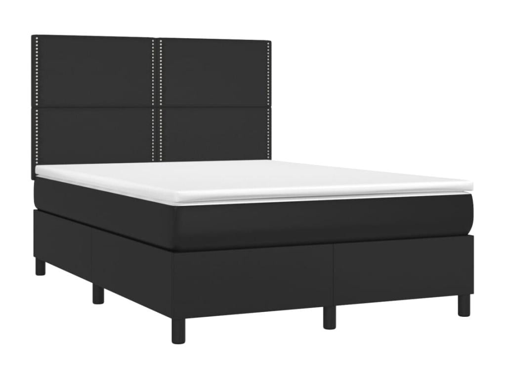Base per letto LED in similpelle nera, 140 x 190 cm